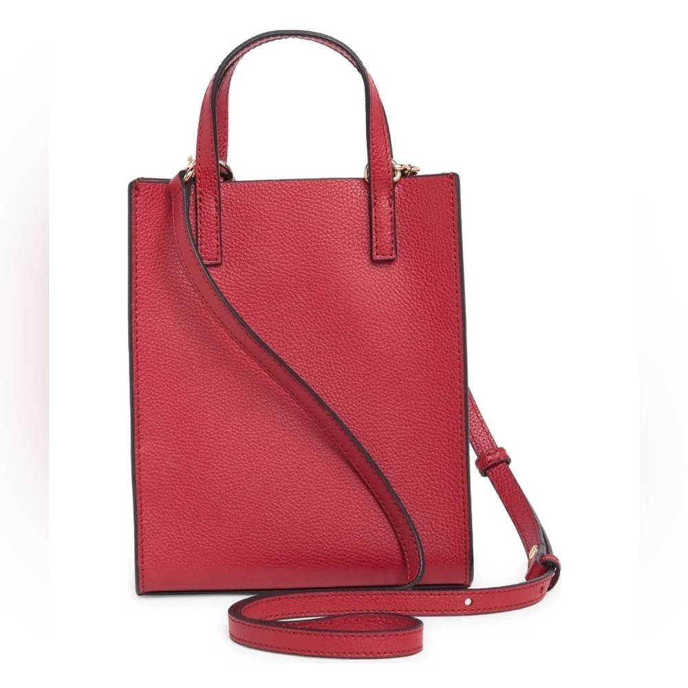 NEW! Marc Jacobs Savvy Red Leather Micro Tote Bag Crossbody Satchel - Picture 3 of 9